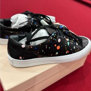 Brand New Loeffler Randall Logan Splatter-Print Tassel Sneakers: Size 7